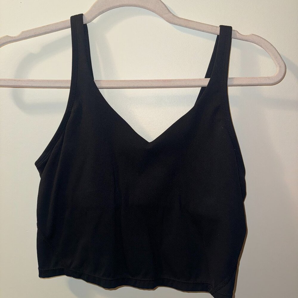 Black athletic tank with build in bra
